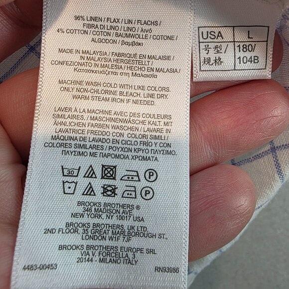 Brooks Bothers x Baird McNutt Regent Original Polo Shirt Button Front Linen sz L - Picture 7 of 9